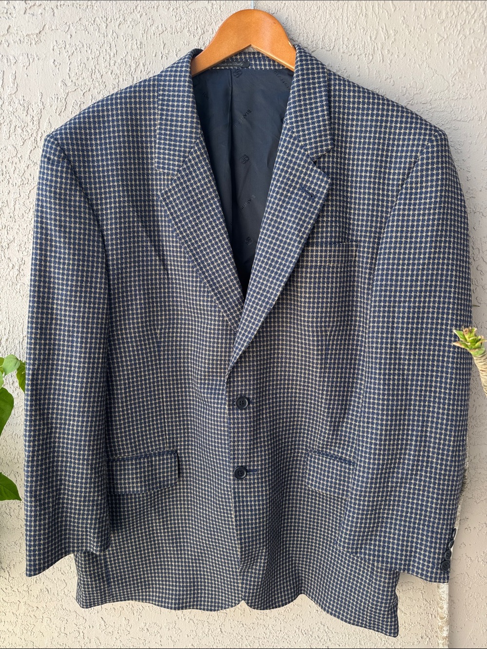 Bianchi Classic Blue Houndstooth Men’s Blazer size 44R